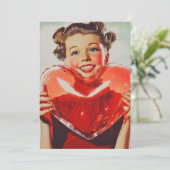 Retro Love: 1950s Heart Glow Kaart (Staand voorkant)
