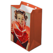 Retro Love: 1950s Heart Glow Medium Cadeauzakje (Voorkant Gekanteld)