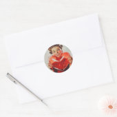 Retro Love: 1950s Heart Glow Ronde Sticker (Envelop)