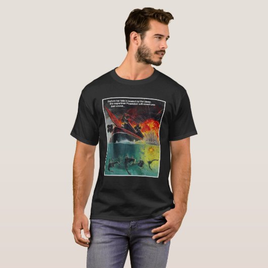 Retro Love Adventures Movies Design Poseidons Art T-shirt (Voorkant volledig)