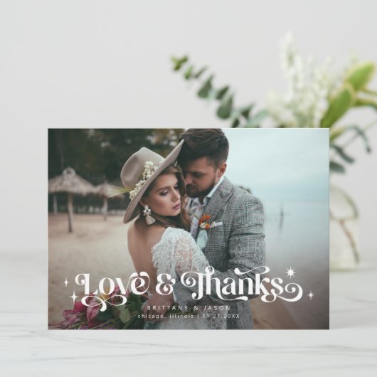 Retro Love and Bedankt Overlay Text Weddenschap Be (Staand voorkant)