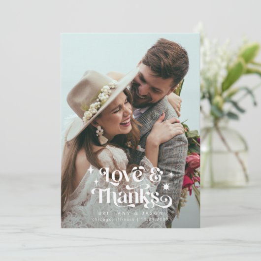 Retro Love and Bedankt Overlay Text Wedding (Staand voorkant)