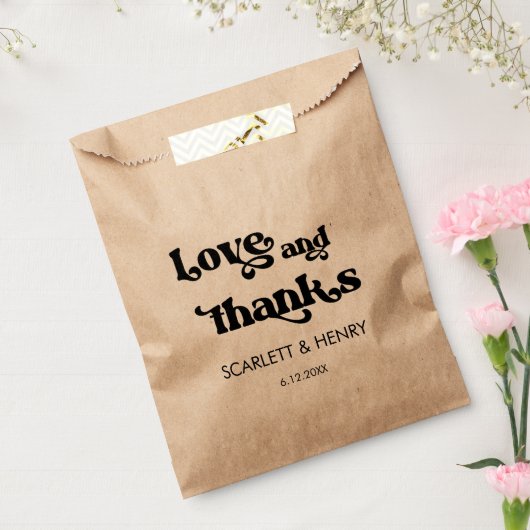 Retro Love and Bedankt Wedding Favor Bedankzakje (Gezegeld)