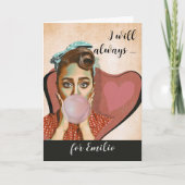 Retro Love and Romance Double Bubble Gum Lady Kaart (Voorkant)