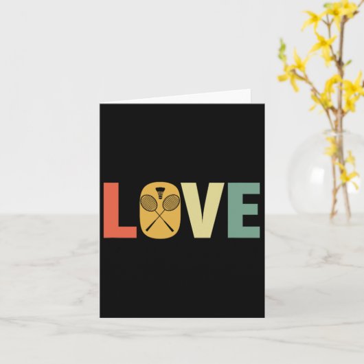 Retro Love Badminton Rackets & Amp; Shuttle Kaart (Gele Bloem)