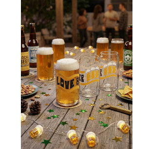 Retro "Love Beer" Blik Glas