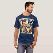 Retro Love Birds  T-shirt (Voorkant volledig)