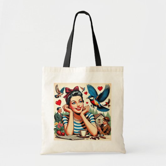 Retro Love Birds  Tote Bag (Voorkant)