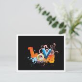 Retro Love Black Greeting Briefkaart (Staand voorkant)