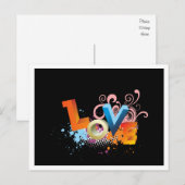 Retro Love Black Greeting Briefkaart (Voorkant / Achterkant)