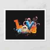 Retro Love Black Greeting Briefkaart (Voorkant)