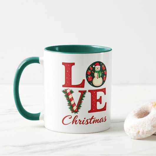Retro Love Christmas Magic Classic Koffie Mok (Met donut)