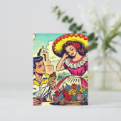 Retro Love Couple Comic Briefkaart (Staand voorkant)