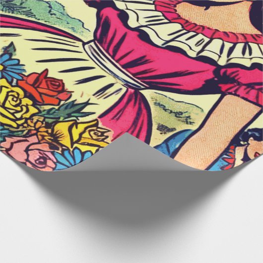 Retro Love Couple Comic Cadeaupapier (Hoek)