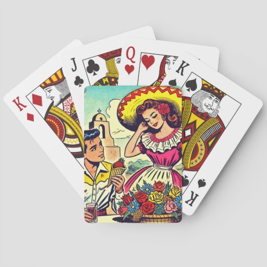 Retro Love Couple Comic Pokerkaarten (Achterkant)