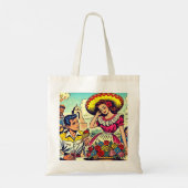 Retro Love Couple Comic Tote Bag (Achterkant)