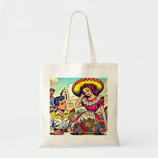 Retro Love Couple Comic Tote Bag (Voorkant)