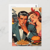 Retro Love Couple Comics Briefkaart (Voorkant / Achterkant)