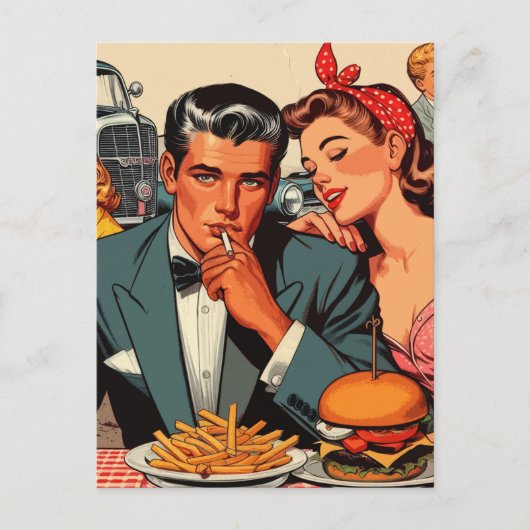 Retro Love Couple Comics Briefkaart (Voorkant)