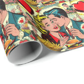 Retro Love Couple Comics Cadeaupapier (Rol Hoek)