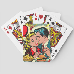 Retro Love Couple Comics Pokerkaarten