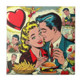 Retro Love Couple Comics Tegeltje (Voorkant)