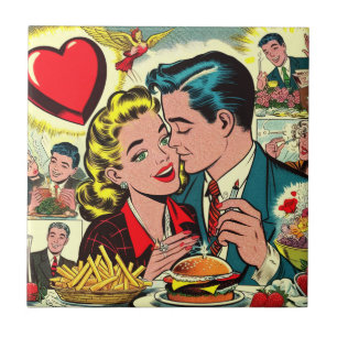 Retro Love Couple Comics Tegeltje