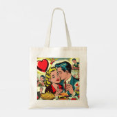 Retro Love Couple Comics Tote Bag (Achterkant)