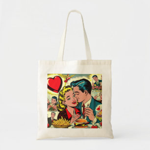 Retro Love Couple Comics Tote Bag