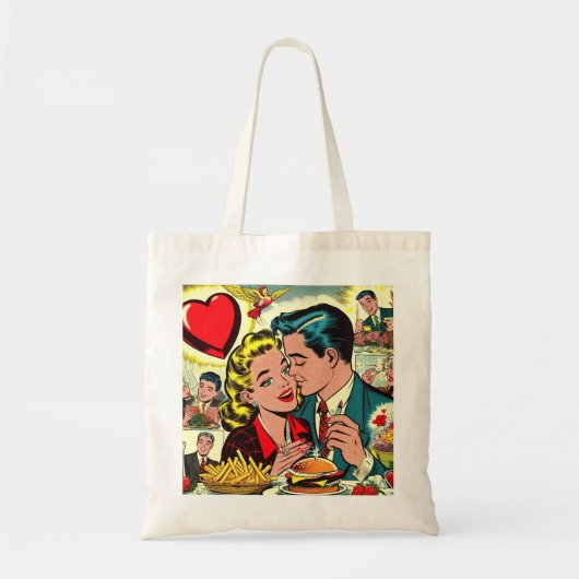 Retro Love Couple Comics Tote Bag (Voorkant)