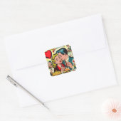 Retro Love Couple Comics Vierkante Sticker (Envelop)