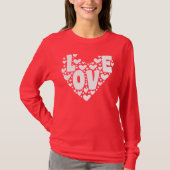 Retro Love Heart Modern Red Women's Valentijnsdag T-shirt (Voorkant)