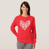 Retro Love Heart Modern Red Women's Valentijnsdag T-shirt (Voorkant volledig)