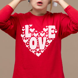 Retro Love Heart Modern Red Women's Valentijnsdag T-shirt