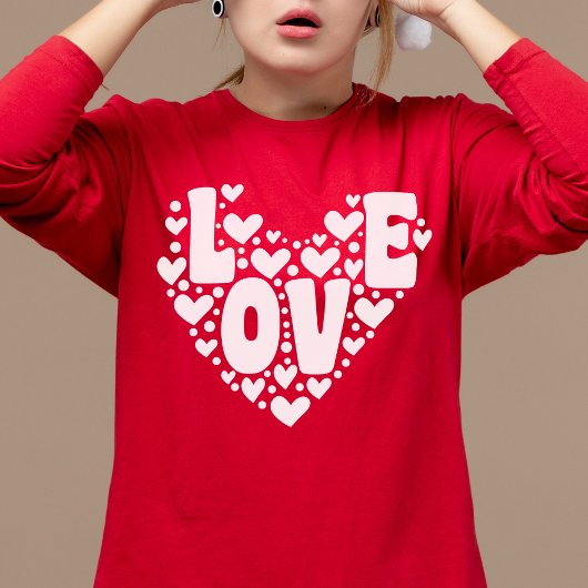 Retro Love Heart Modern Red Women's Valentijnsdag T-shirt