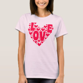 Retro Love Heart Pink Women's Valentijnsdag T-shirt