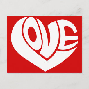 Retro Love Heart Text Typografie Briefkaart