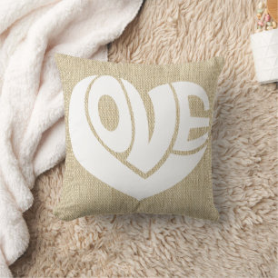 Retro Love Heart Text Typografie Kussen