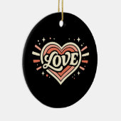 Retro Love Heart Valentine Classic Keramisch Ornament (Rechts)