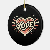 Retro Love Heart Valentine Classic Keramisch Ornament (Links)