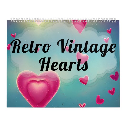 Retro  Love Hearts Colorful Art Valentijns Kalender (Hoes)