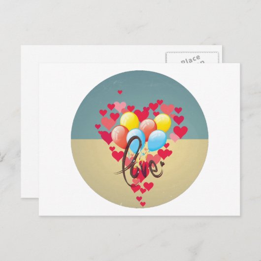  Retro Love Hearts Funny Valentijn Balloons Feestdagenkaart (Voorkant / Achterkant)