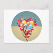  Retro Love Hearts Funny Valentijn Balloons Feestdagenkaart (Voorkant)