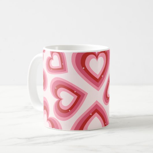 Retro Love Hearts Pattern mok (Voorkant links)