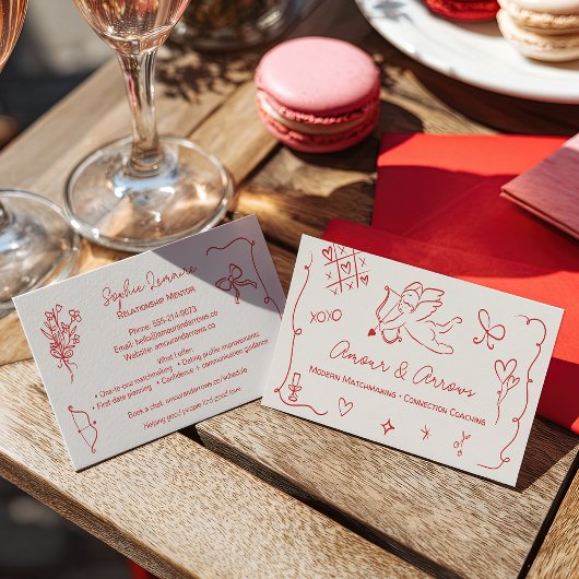 Retro Love Illustrations Matchmaking Dating Coach Visitekaartje