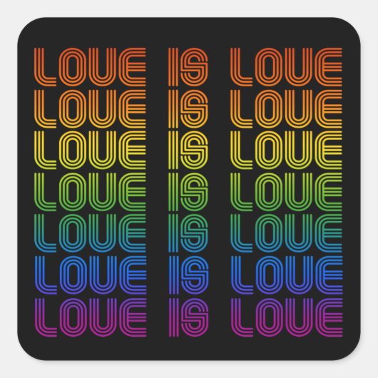 Retro Love is Love Pride T-Shirt Vierkante Sticker (Voorkant)