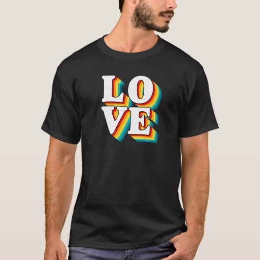 Retro Love Layered Echo Letters  Design Fes T-shirt (Voorkant)