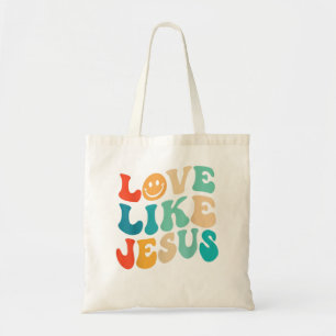 Retro Love like Jesus Smile Face Aesthetic Trendy Tote Bag