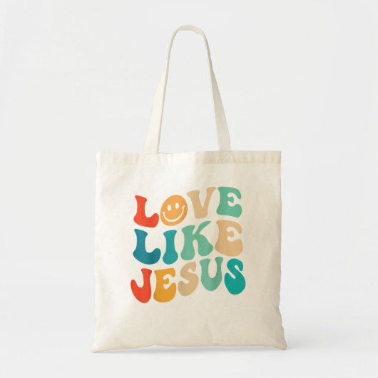 Retro Love like Jesus Smile Face Aesthetic Trendy Tote Bag (Voorkant)