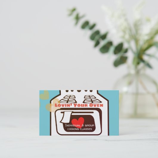 retro-love oven bakery catering chef visitekaartje (Staand voorkant)